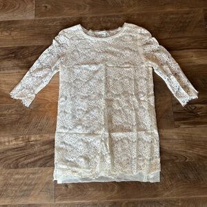 Forever 21 Ivory Lace Tunic Top